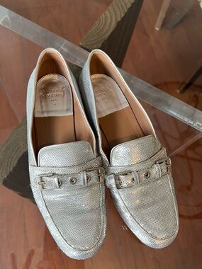 Laurence Dacade Paris Metallic Silver Leather Loafers Sz 40